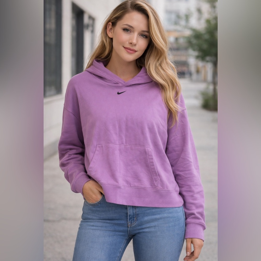 Nike Purple Cropped Long Sleeve Hoodie